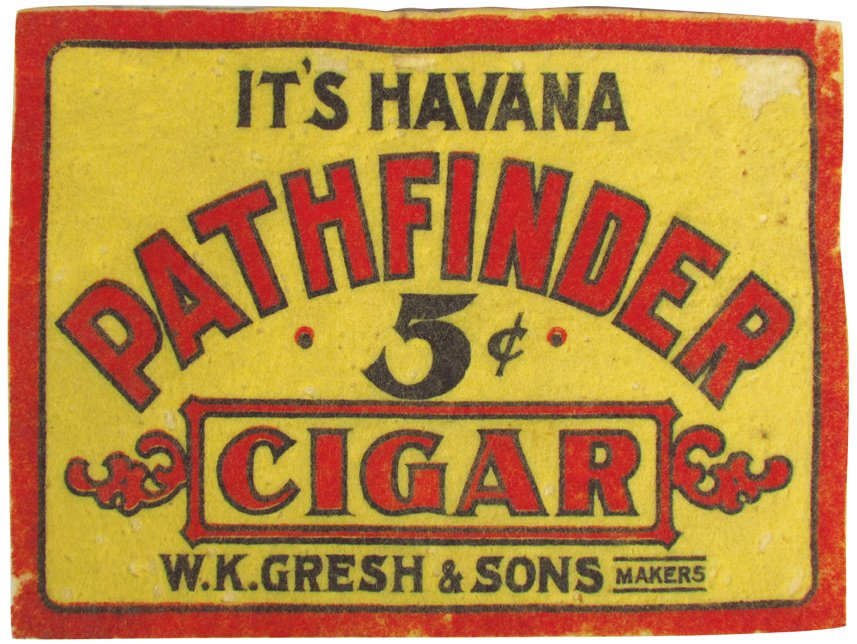 Havana Pathfinder Cigars Counter Felt: Havana Pathfinder Cigars Counter Felt. W.K. Gresh & Sons Makers. Normal wear otherwise good condition. 10 1/2 X 7 1/2 inches.