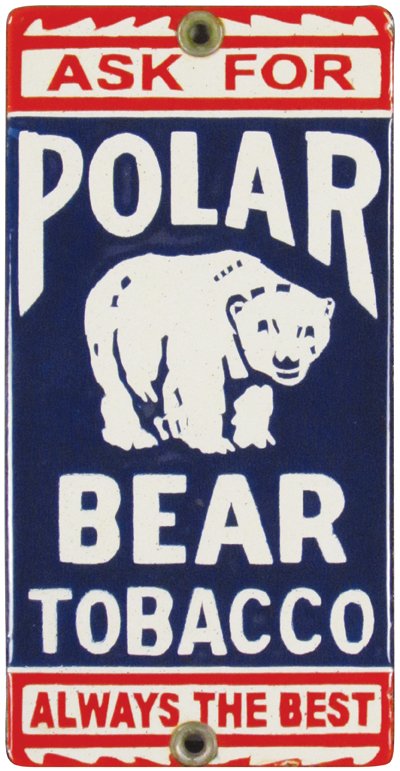 Polar Bear Tobacco Porcelain Door Push (1 of 1)