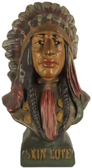 "Skin Cote" Cigar Store Chalkware Indian Bust (1 of 1)