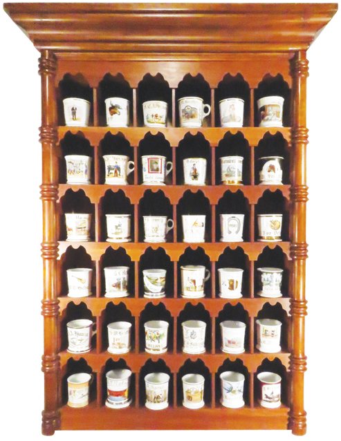 Beautiful Dark Oak Shaving Mug Rak (1 of 1)