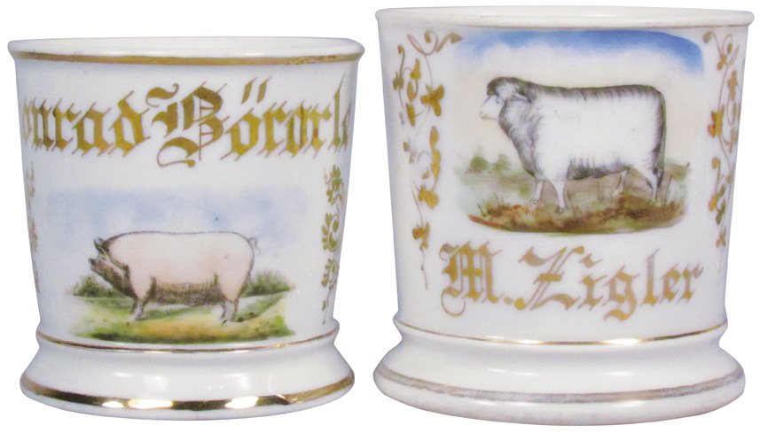 Two Porcelain Occupational Shaving Mugs (1 of 1)