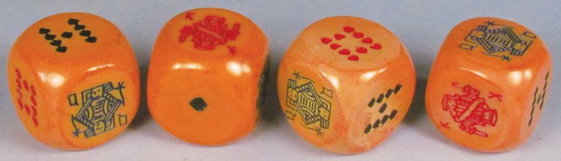 Antique Amber Bakelite Poker Dice (1 of 1)