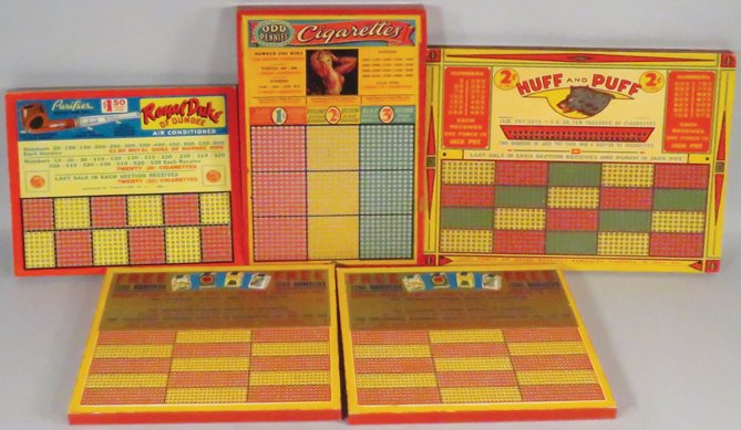 Five Unused Cigarette Advertising Punch Boards (1 of 1)
