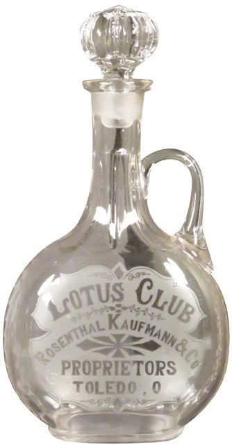 Lotus Club Etched Glass Back Bar Bottle (1 of 1)