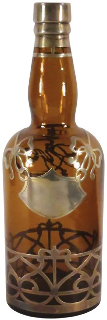 Silver Overlay Amber Whiskey Bottle (1 of 2)