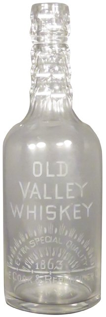 Old Valley Whiskey Etched Glass Bottle (1 of 1)