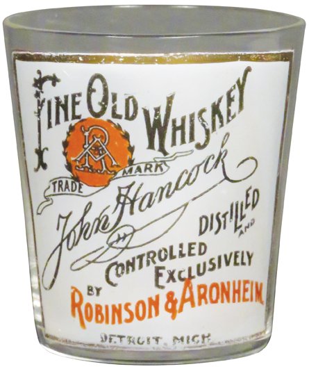 John Hancock Whiskey Enamel Label Shot Glass (1 of 1)