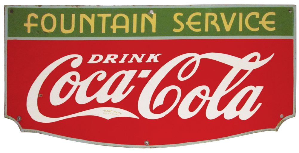 1934 Coca Cola Fountain Service Porcelain Sign (1 of 1)