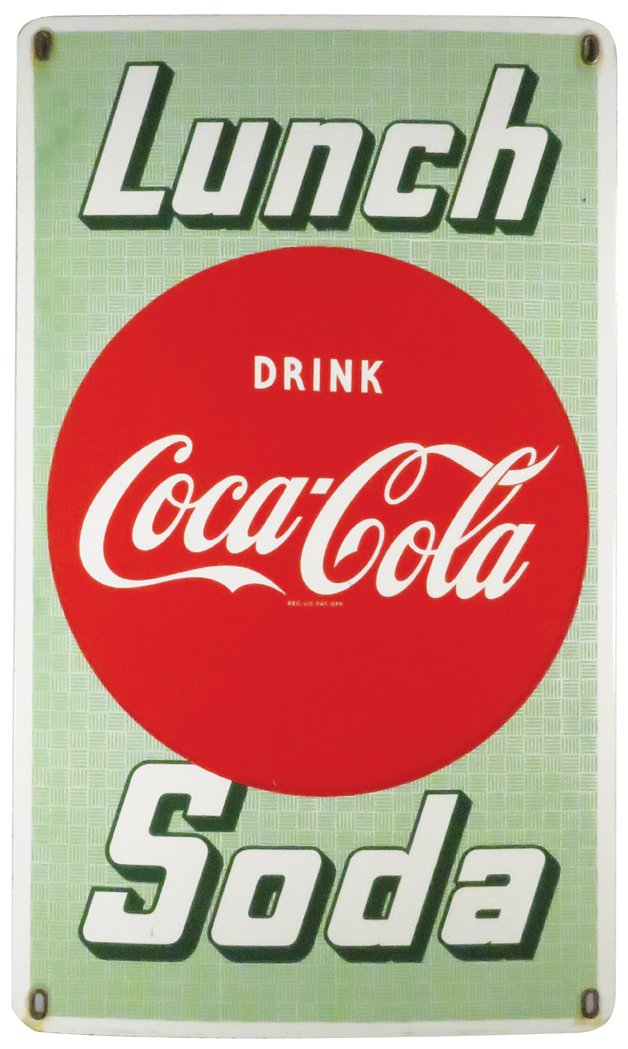 Coca Cola Lunch-Soda Porcelain Sign (1 of 1)
