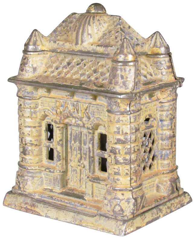 J & E Stevens Four Tower Cast Iron Still Bank (1 of 2)