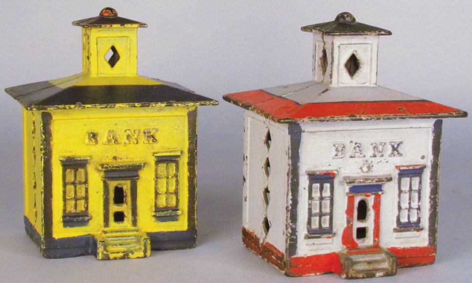 Two J & E Stevens Cast Iron Cupola Still Banks (1 of 2)