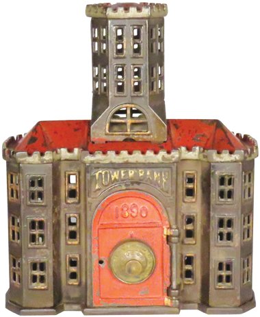 Cast Iron Tower Still Bank (1 of 2)