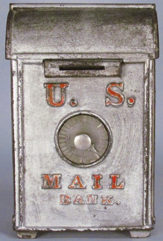 O.B. Fish Cast Iron US Mail Combination Bank (1 of 2)