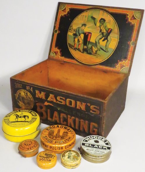 Mason's Blacking Box and Miscellaneous Polish Tins (1 of 1)