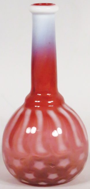 Cranberry Glass Stars and Stripes Barber Bottle: Cranberry Opaline Glass Stars and Stripes Barber Bottle. No chips or cracks. 7 inches tall.