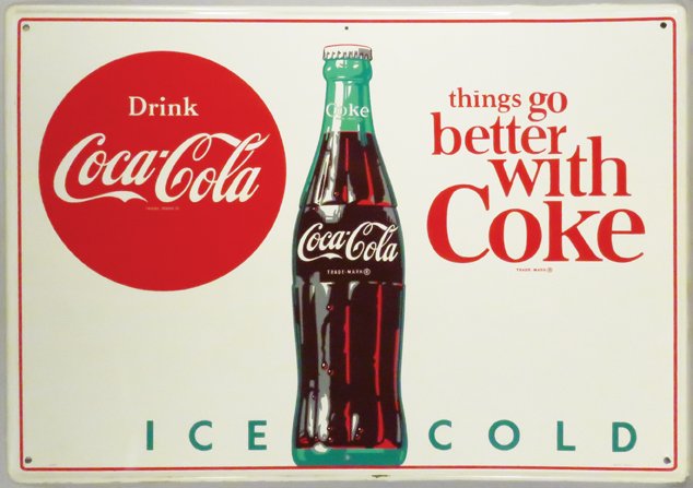Coca Cola Tin Bottle Sign (1 of 1)