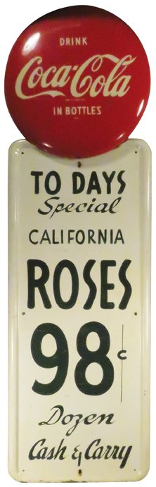 Coca Cola Button Sign Attached Advertising (1 of 1)