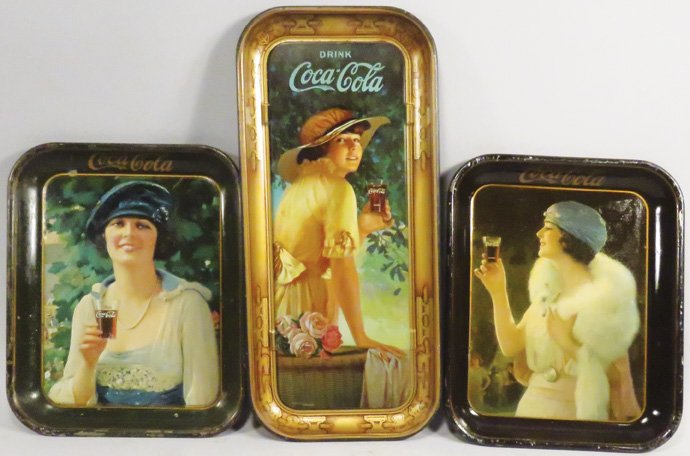 Collection of Three Coca Cola Tin Serving Trays (1 of 1)