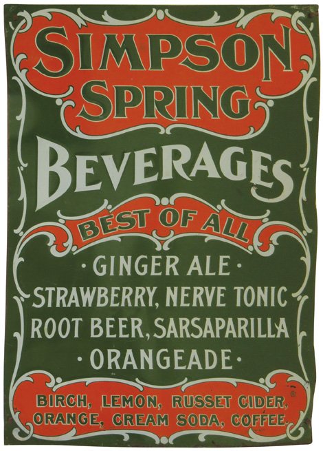 Simpson's Spring Beverages Embossed Tin Sign (1 of 1)