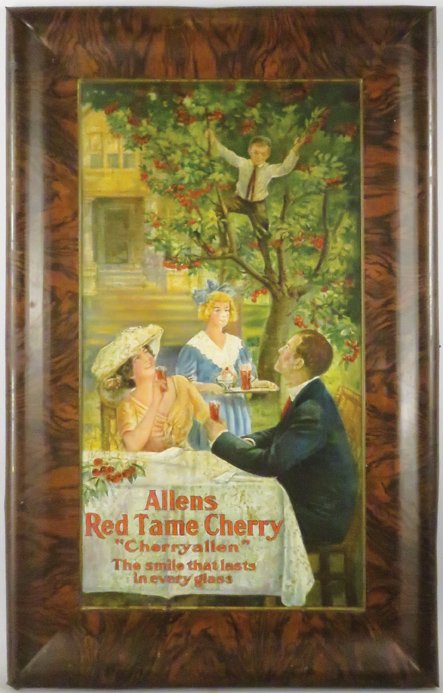 Allen's Red Tame Cherry Self Framed Tin Sign (1 of 2)
