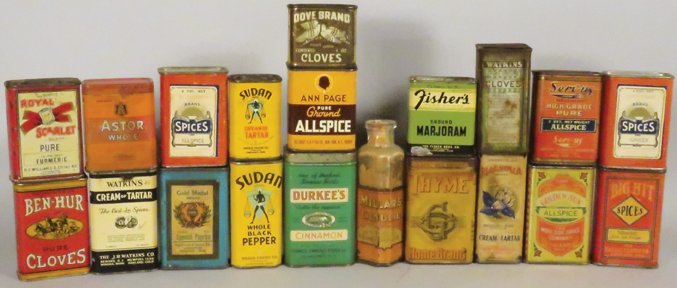 Collection of 20 Country Store Spice Tin and Boxes (1 of 1)