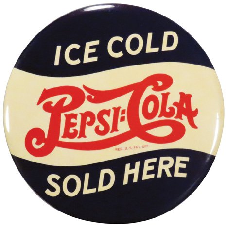 1940's Pepsi Cola Double Dot Celluloid Button Sign (1 of 1)