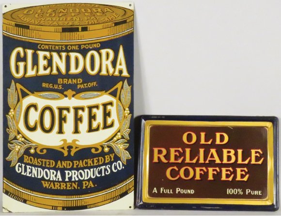 Two Tin Coffee Advertising Signs (1 of 1)