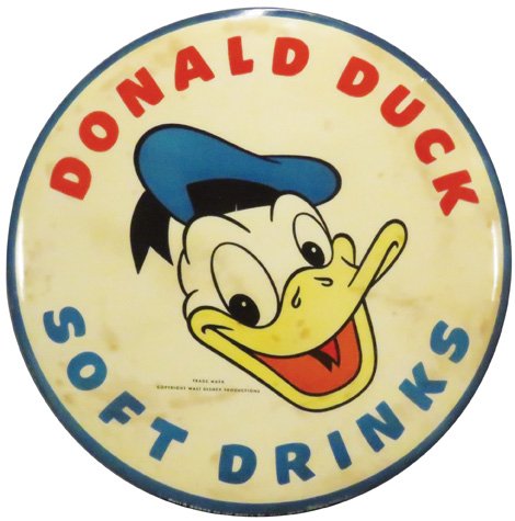 1940's Donald Duck Soft Drinks Celluloid Sign (1 of 1)