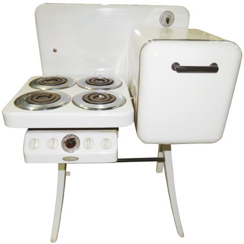 1930's Electrochef Porcelain Cook Stove: 1930's Electrochef Porcelain Cook Stove. Stream-Lined range with 6 burners. Excellent Condition 37 X 45 X 25 inches.