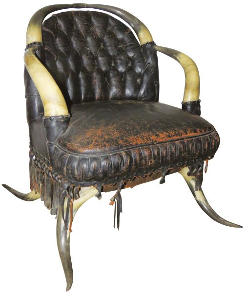 Oversized Horn Chair Diamond Tuck Leather (1 of 1)