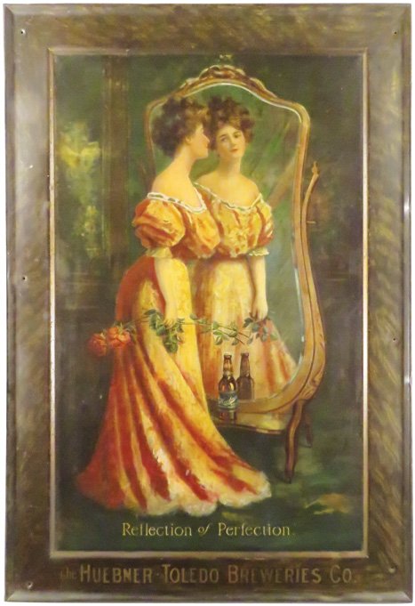 Huebner Toledo Breweries Co. Self Framed Tin Sign (1 of 1)