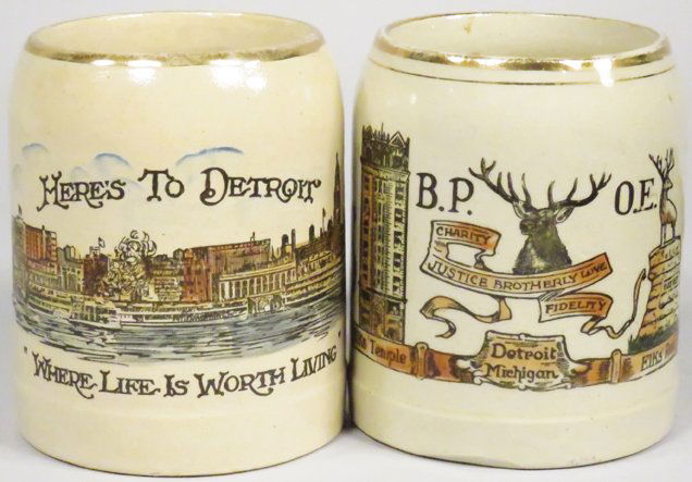 Two Detroit Souvenir Stoneware Mugs (1 of 1)