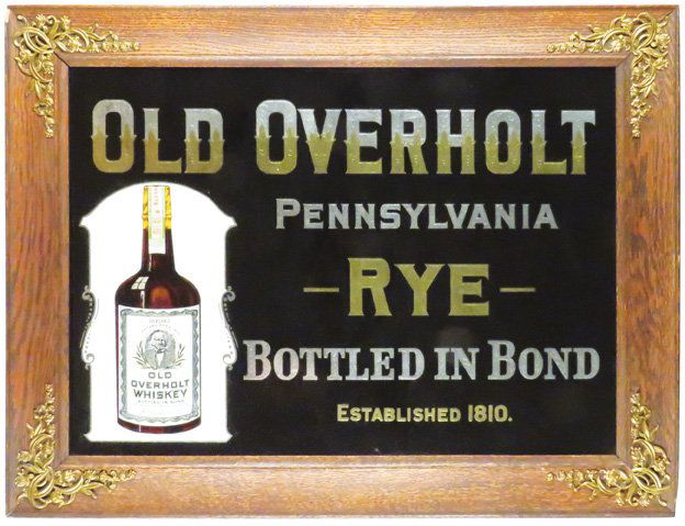 Old Overholt Rye Whiskey Reverse Glass Sign (1 of 1)