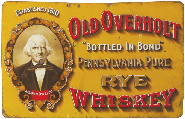 Old Overholt Rye Whiskey Embossed Tin Sign (1 of 1)