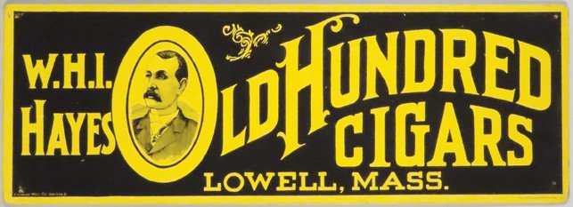 W.H.I. Hayes Old Hundred Cigars Cardboard Sign (1 of 1)