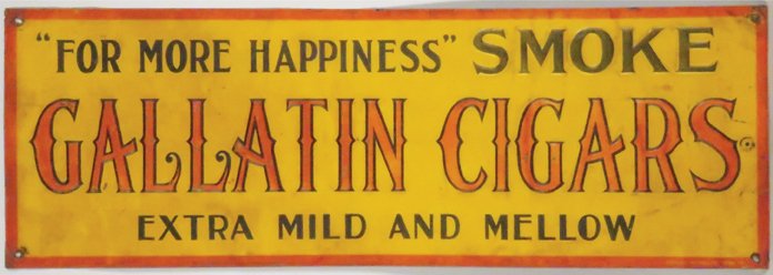 Gallatin Cigars embossed tin sign (1 of 1)