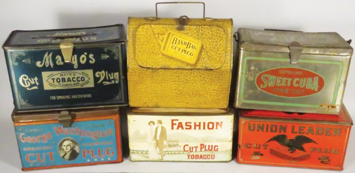 Collection of Six Lunch Pail Tobacco Tins (1 of 1)