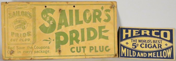 Two Tobacco Related Cardboard Advertising Signs (1 of 1)