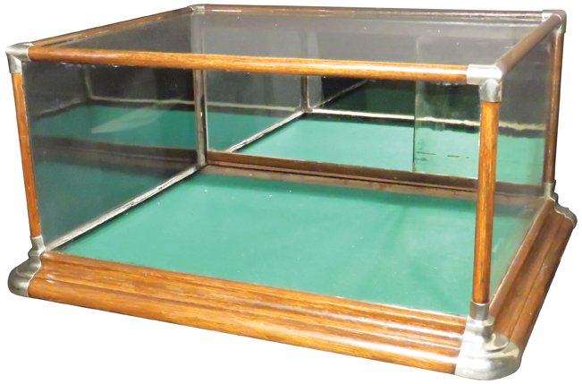 Oak Nickel Cornered Counter Top Showcase (1 of 1)