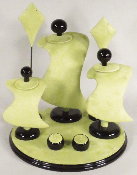 Vintage Retail Jewelry Display: Vintage Retail Jewelry Display. Great "Retro" window display piece. 13 inch diamenter base with 7 movable display pieces for necklaces, earrings and rings. Excellent condition.