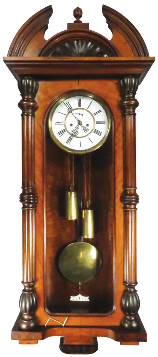 Antique Column and Scroll Regulator Wall Clock (1 of 1)