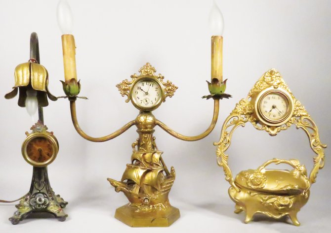Lot of Three Decorative Antique Clocks (1 of 1)