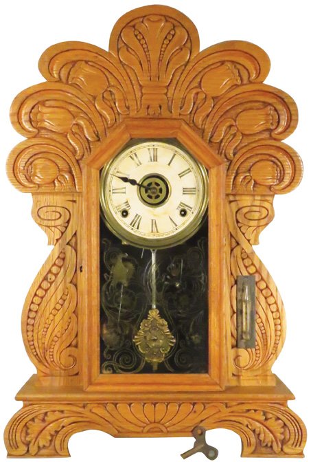 Antique Gilbert Clock Co. Pressed Oak Kitchen Clock (1 of 1)