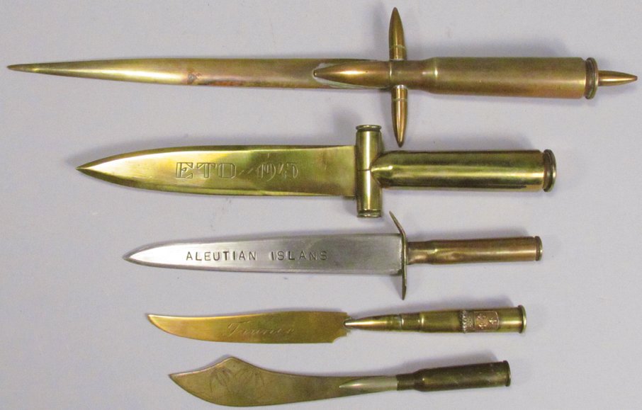 Collection of WWI & II Trench Art Knives