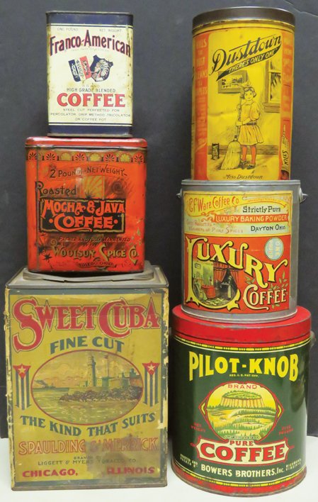 Six Miscellaneous Country Store Bins and Tins (1 of 1)