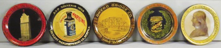 Collection of 5 Advertising Tin Tip Trays (1 of 1)