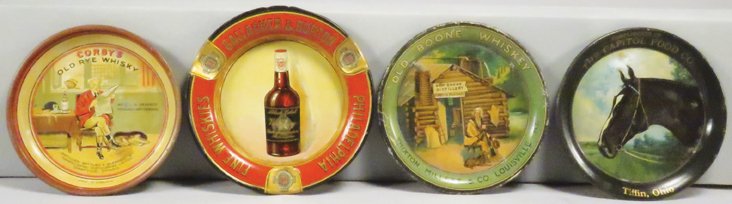 Collection of 4 Advertising Tin Tip and Ash Trays (1 of 1)