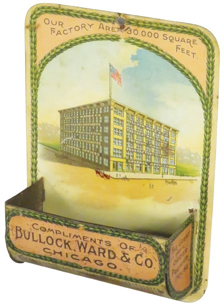 Bullock, Ward & Co. Chicago Tin Litho Match Holder (1 of 1)