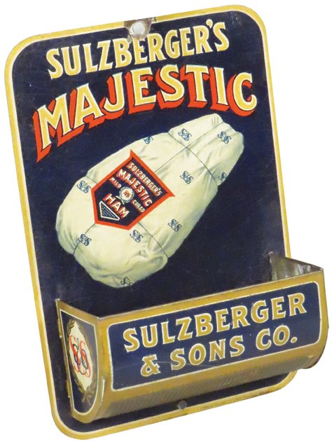 Sulzberger's Majestic Ham Tin Litho Match Holder (1 of 1)