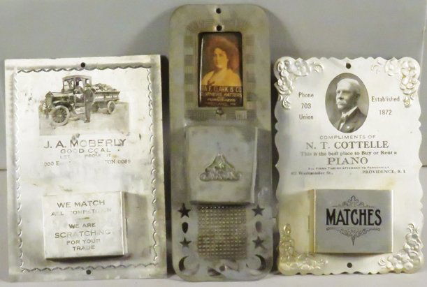 Three Advertising Die Cut Aluminum Match Holders (1 of 1)